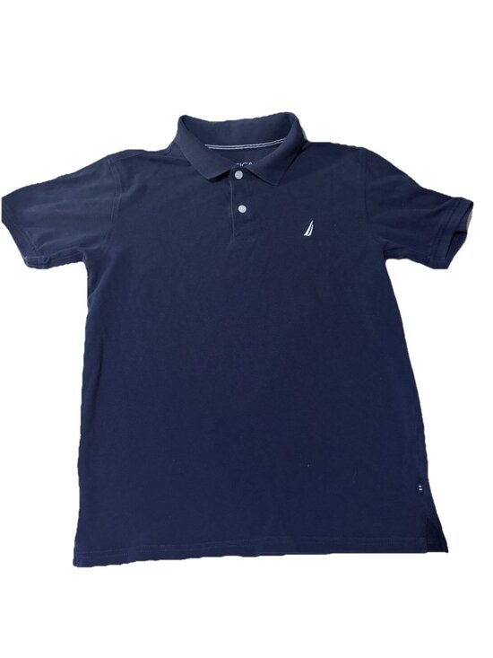 Nautica Other - Nautica Youth Polo Shirt Boys L 14/16 Navy Blue Short Sleeve Logo